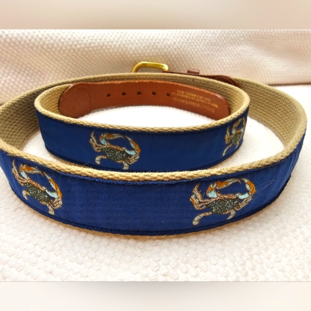 Leather Man LTD Leather Blue Crab Men's Belt Size 40